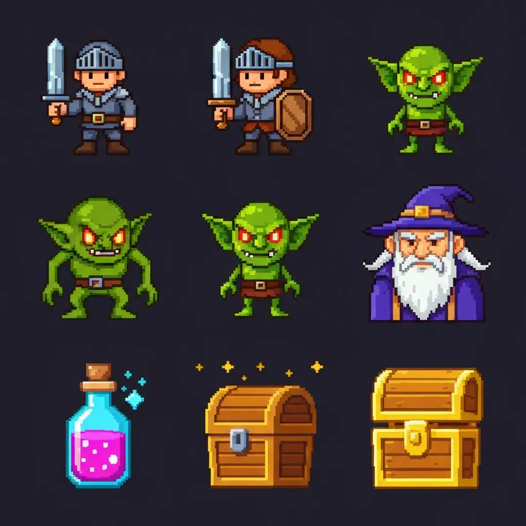 Pixel art game icons