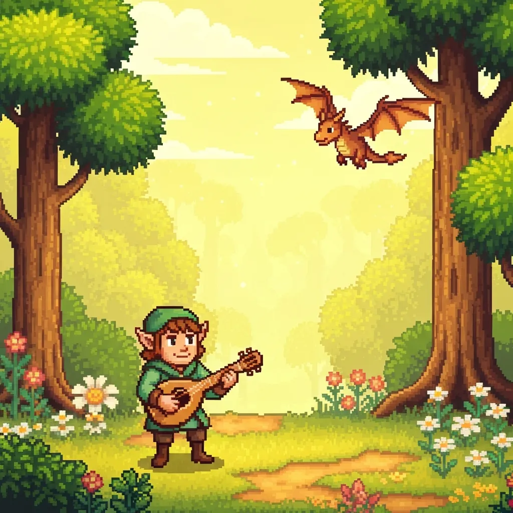 Pixel art fantasy scene