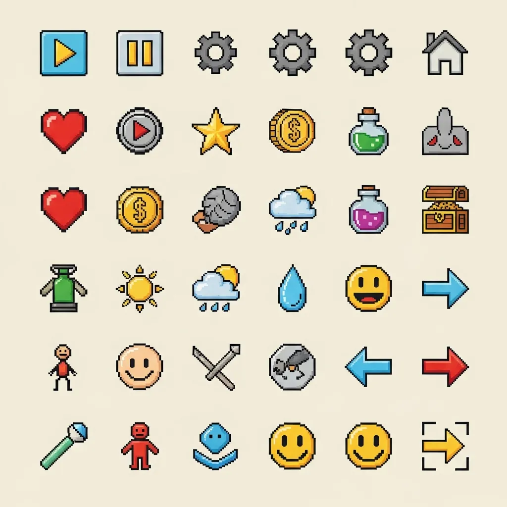 Icon pixel art set